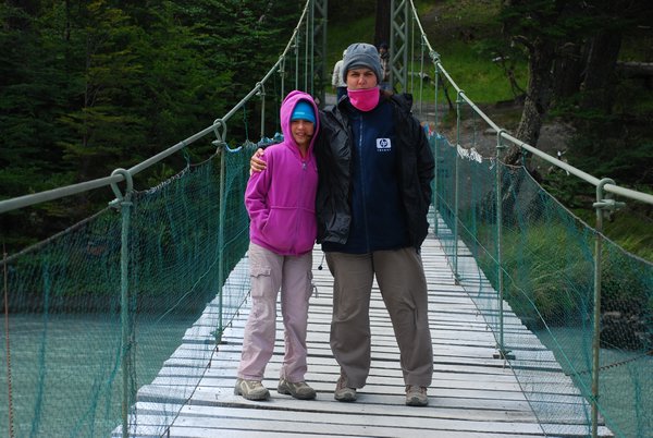 A swing bridge on the way to see Gray Glacier