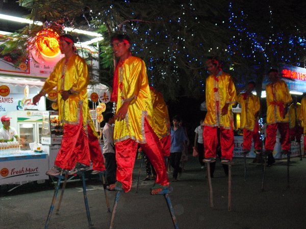 Stilt walkers at the games festival