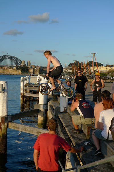 Wharf bike-jumping contest?