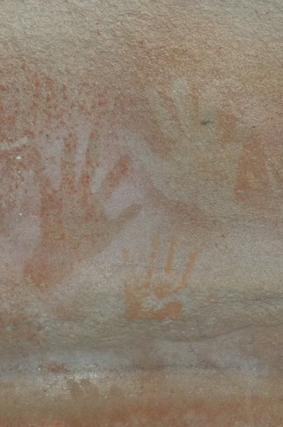 Closeup of the handprints