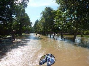 Driving through the floods