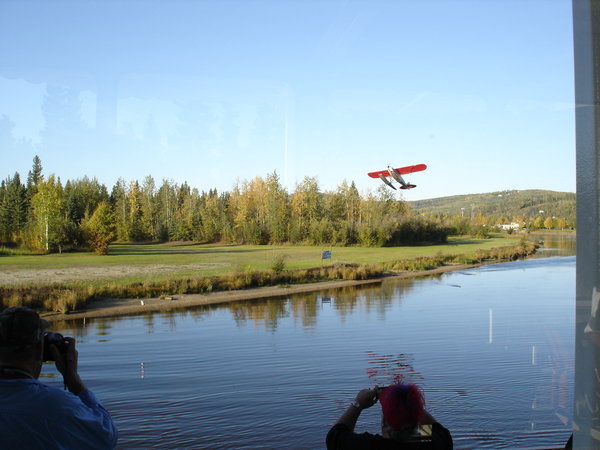 the seaplane taking off
