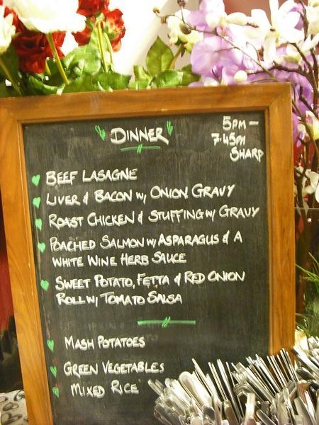 A typical menu in "Catering"