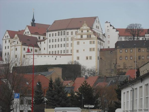 The castle sits above the town