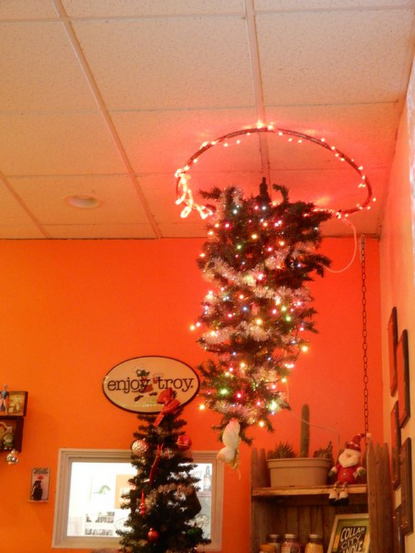 When No Room for a Christmas Tree - Hang it from the Ceiling