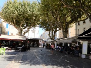 One of the Squares in Orange Lined with Cafes