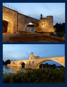 Enjoying the Evening Lighting of the Bridge in Avignon