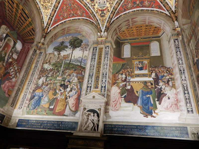 The Frescoes in the Library Depict All Phases of