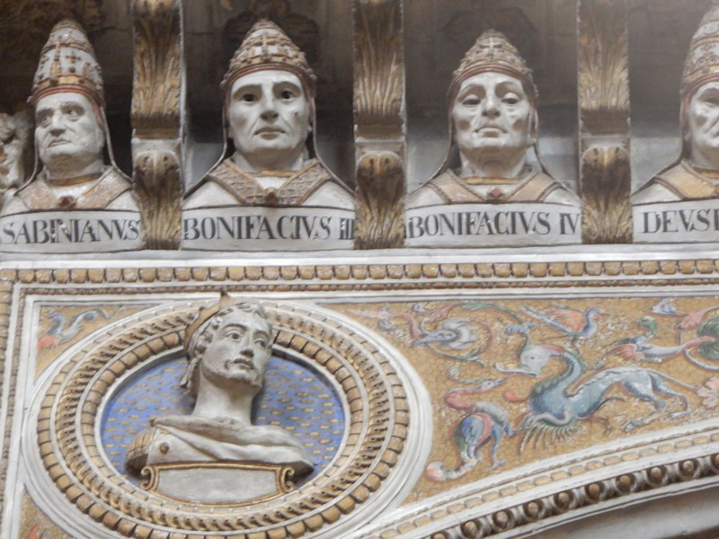 Sculptures of the Various Popes Look Down