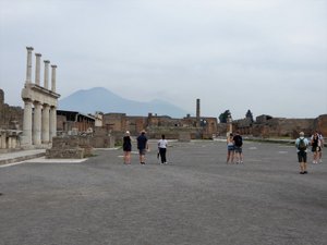 Viewing Mt. Vesuvius from the Pompeii Forum