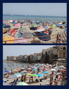 Sights of the Beach Later in the Day in Cefalu