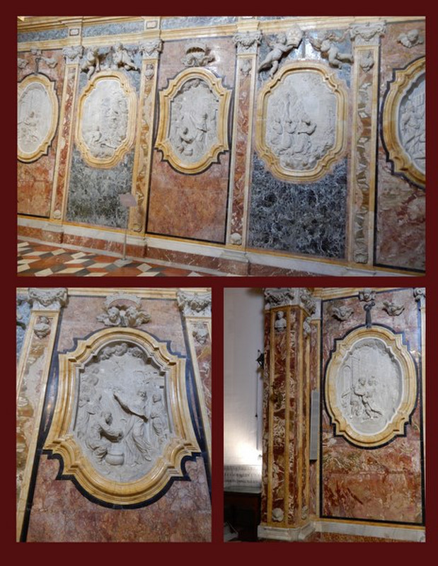 Stucco Artistry Within the Marble Panels on the Wall