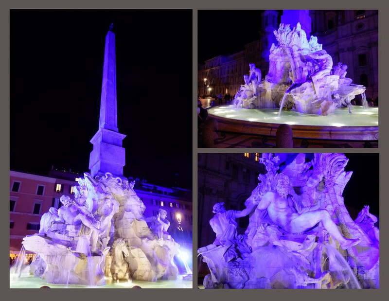 Numerous Fountains Were Lit Up in Blue to Show Importance