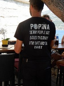 On The Back of the Waiter's Shirt!