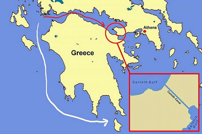 Taking the "Red" Route to the Corinth Canal