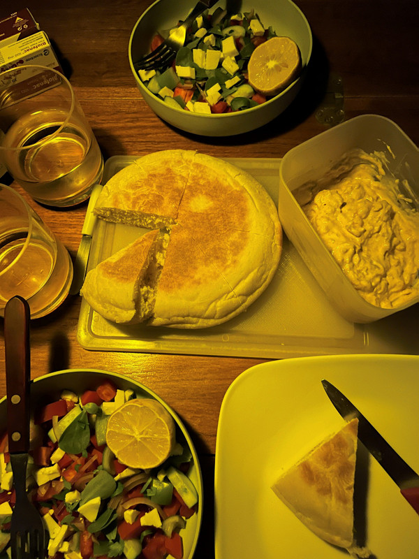 Our First Dinner on Board Once Refrigerator Was Working