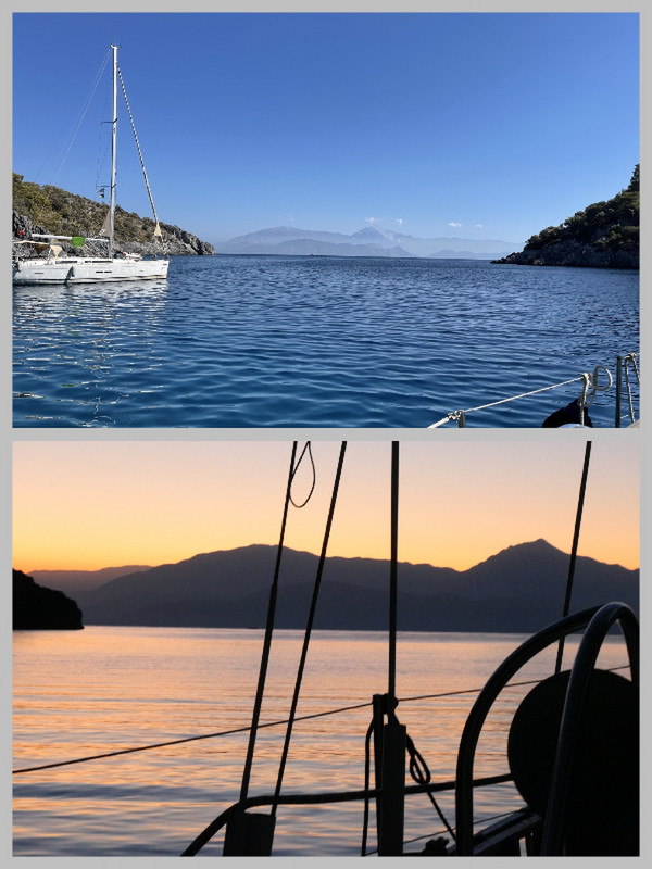 View From Our Anchorage During the Day & Dusk