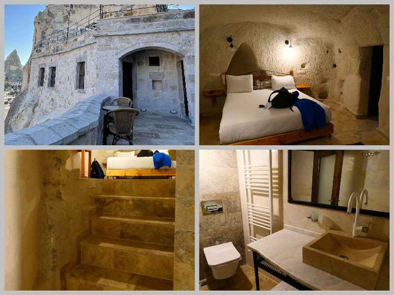 Balcony, Stairs, Nice Bedroom & Bath in our Cave Hotel