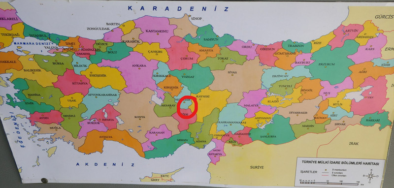 A Map of Turkey - Red Circle is Approximate