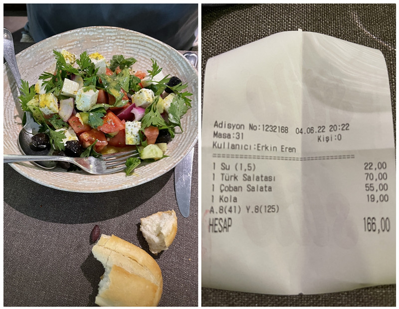 2 Salads, 1 1/2 Liter Water & 1 coke - $9.70! Delicious