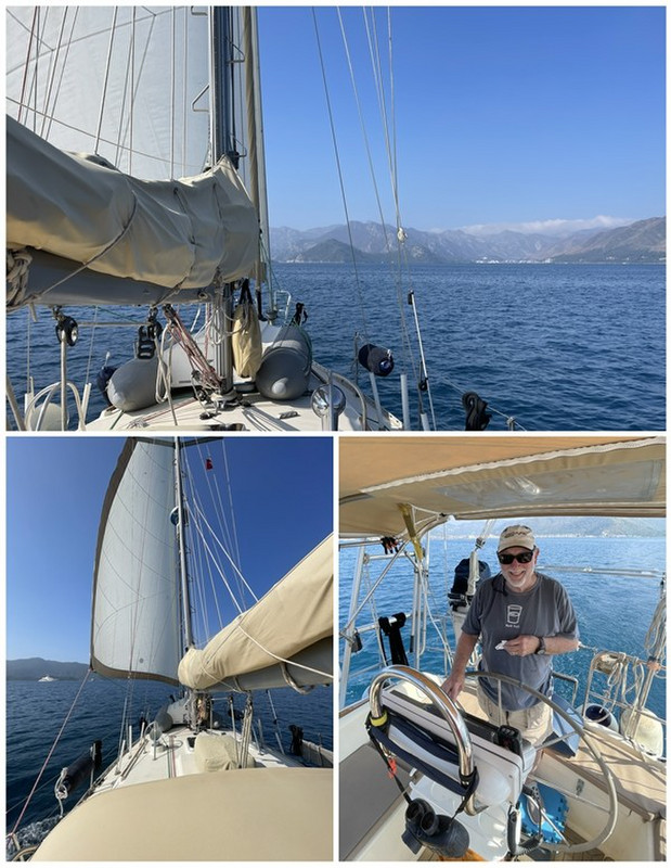 Putting Up a Sail to Leave Marmaris Bay