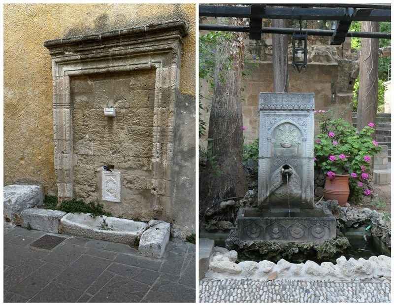 A Couple Water Fountains Seen In Rhodes