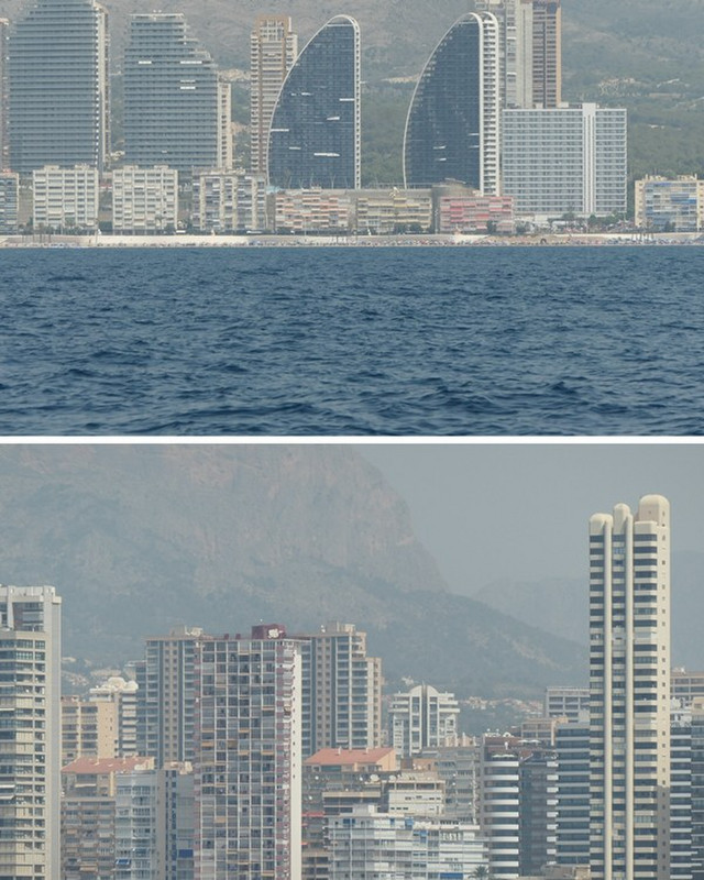 Passing by Benidorm, Spain With Modern Buildings
