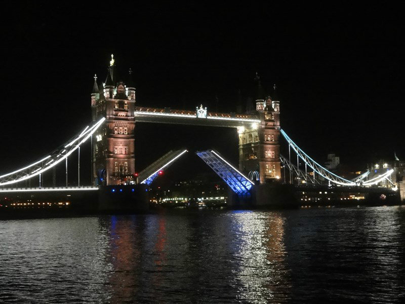Tower Bridge Opened at Night