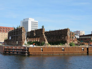 One of the many buildings destroyed