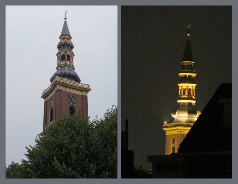 Day and Night View of Church in Delfzijl