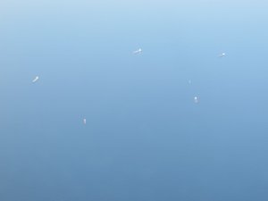 Flying over Plenty of Ships As We Come into the NL