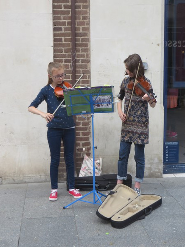 A Couple of Very Young But Talented Buskers in Exeter