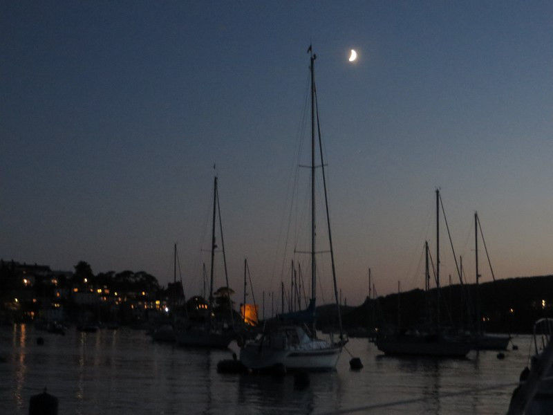 Night View from our Boat in Fowey Harbor