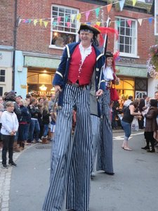 A Couple of Stilt Walkers in The Fowey Parade