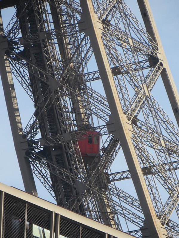 One of the Cars Taking People Up the Eiffel Tower