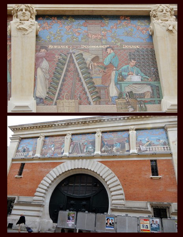 Mosaics on this Building Showing Steps in Production
