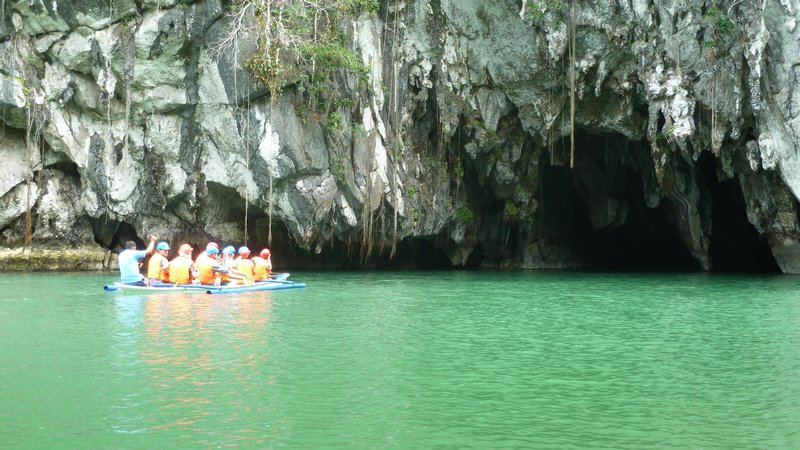 Boats entering the underground river