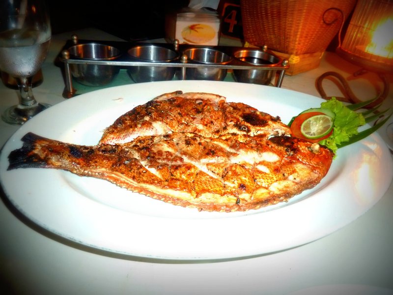 Whole grilled snapper