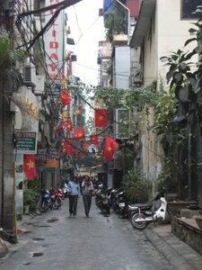 TET-Dekoration in den Straßen von Hanoi
