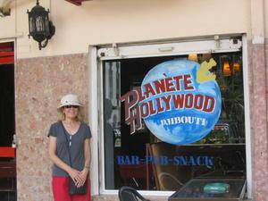 Monica at Planet Hollywood entrance
