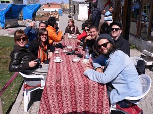 Team USACANUKAU stop for tea on the tour, Cappadocia
