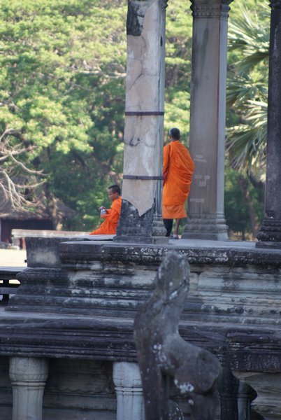 Monks at Angkor Wat entrance