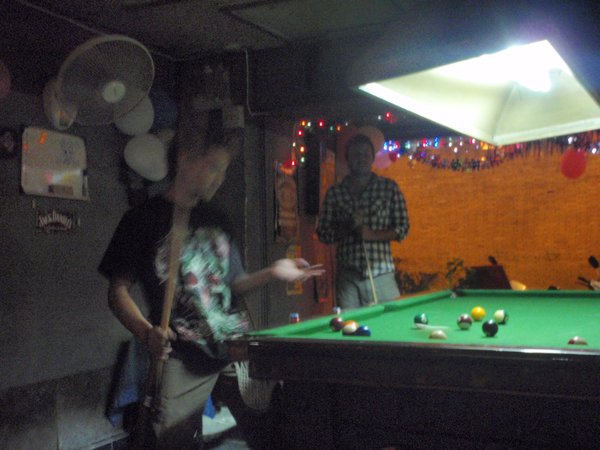 Playing pool with the locals