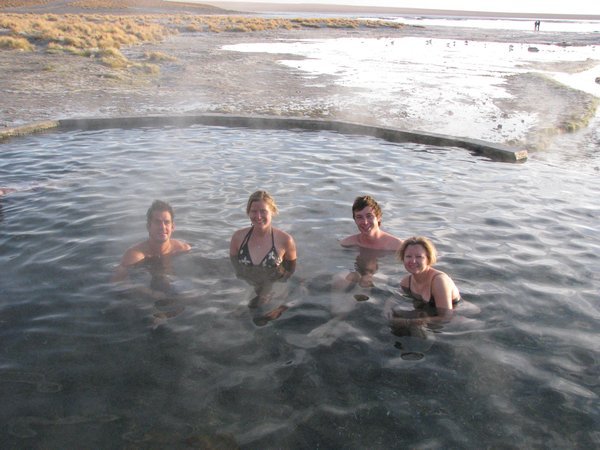 chilling in the hot springs