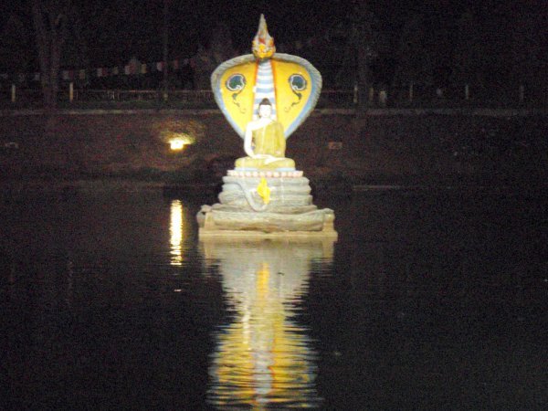 buddha with snake on pond