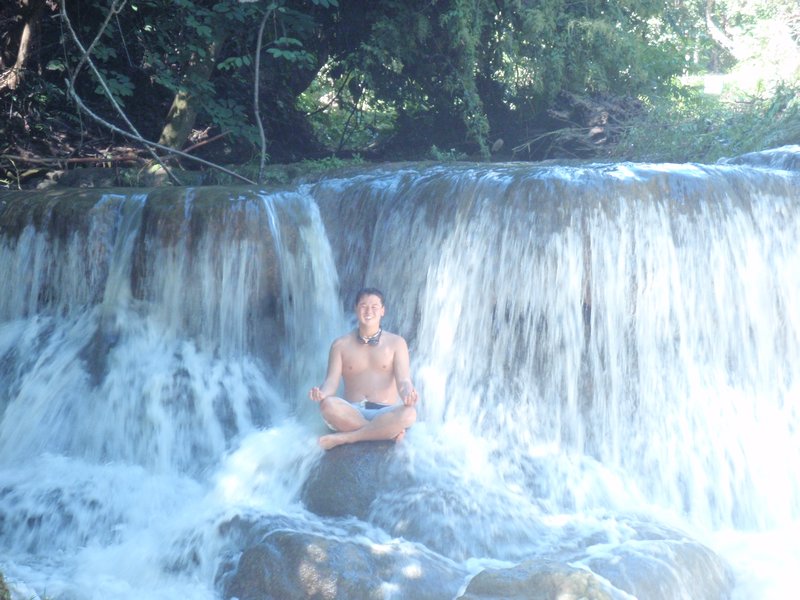 Meditation under the waterfall