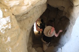 Liff descending one of many tunnels in the montain of clay
