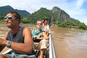 Boat to Pak Ou Cave - Steve and Liff