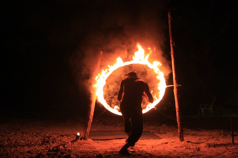 Fire Hoop Jumping Competition