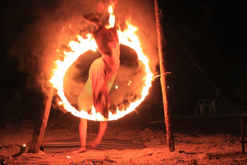 Fire Hoop Jumping Competition